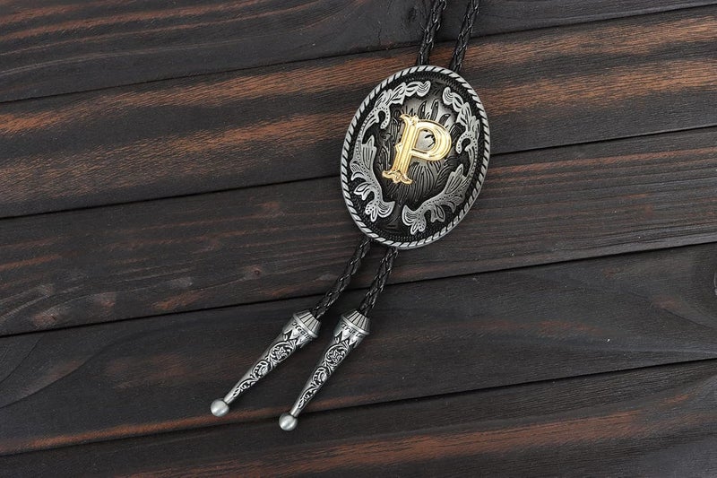 Wentur Bolo Tie for Men - Western Bolo Ties Alphabet Initial Letter ABCDJMR to Z - Western Cowboy Bolo Tie for Women Cowgirl - Image 2